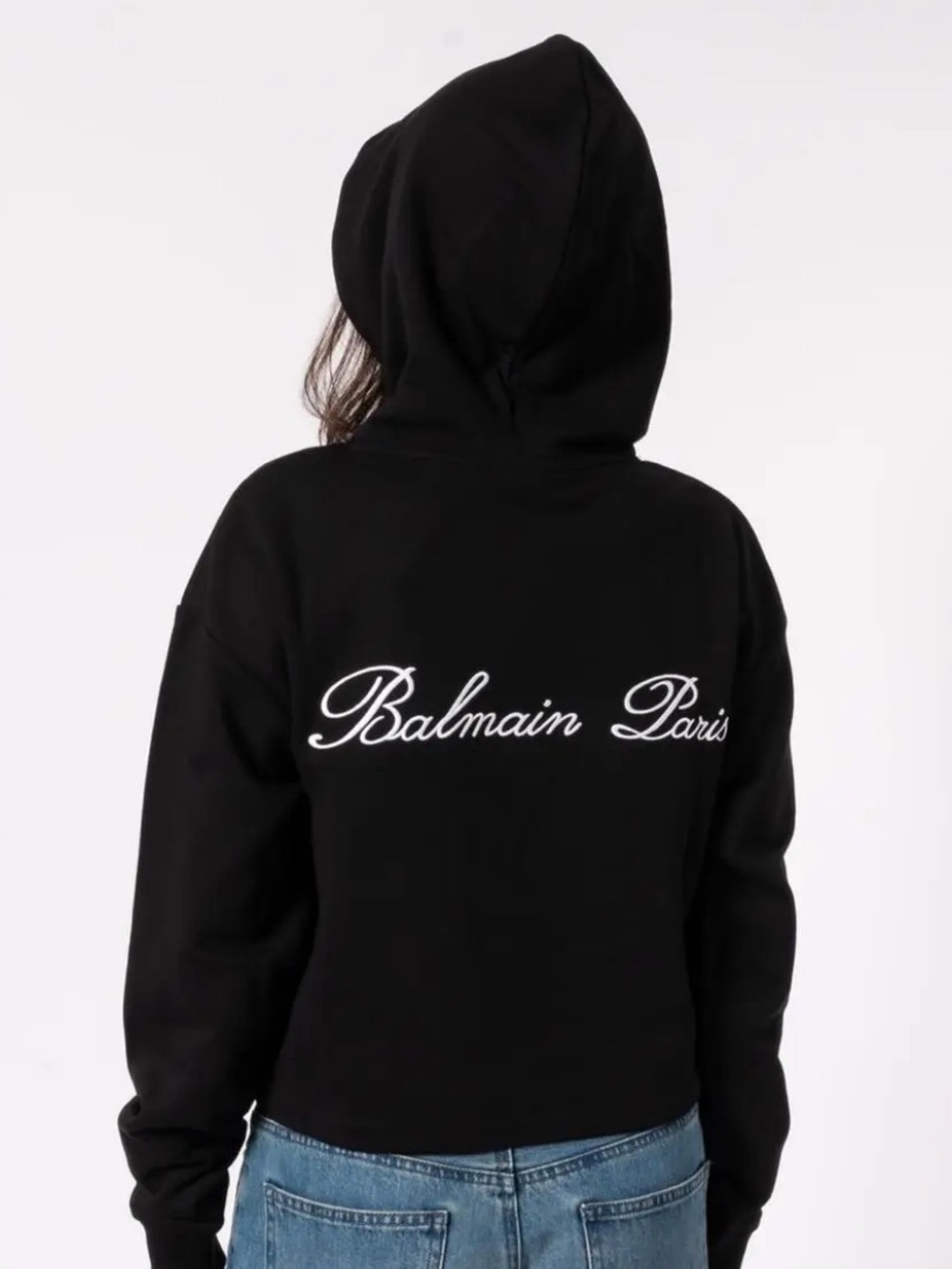 Authentic Balmain Black Hooded Logo Sweatshirt with Hoodie $950